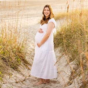Old Navy White Fit & Flare Tiered Seersucker All-Day Maxi Dress